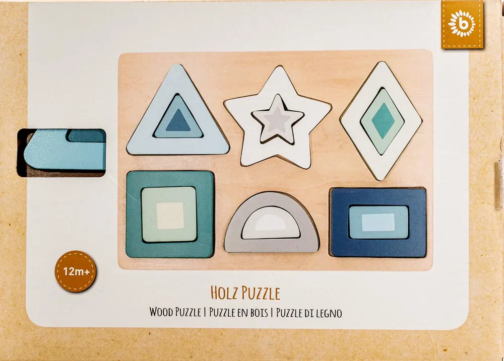 Bieco Geometrisches Baby Puzzle aus Holz 13teilig – Bild 2