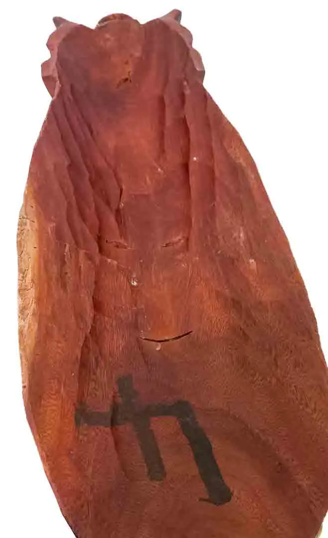 Große Wandmaske ca. 60 cm – geschnitzt, rotbraun mit schwarzer Bemalung – Bild 2