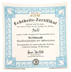 Sammelteller „Kindheitsfreuden der Jahreszeiten“ von M.I. Hummel - Juli (Teller A 1445) – Vorschau 3