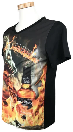 Feuerspeiender Drache T-Shirt - Jack Daniel's Tennessee Whiskey - V-Ausschnitt Gr. L - Bild 2