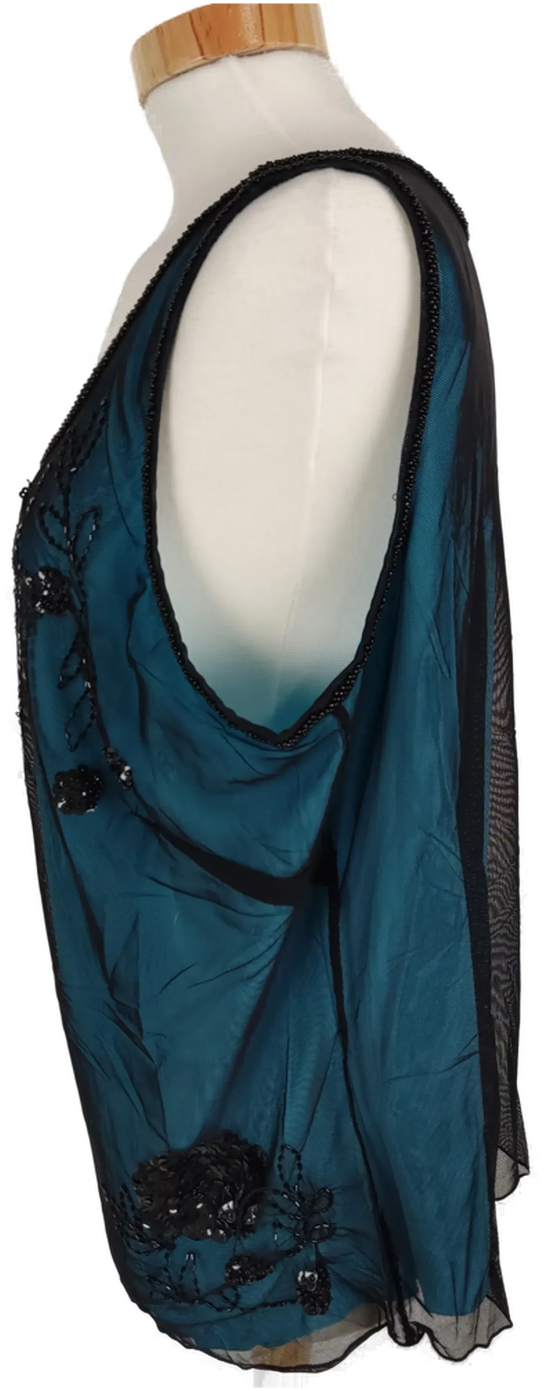 Exklusives Damen Top, Pik Ass, in schwarz/blau mit Pailletten, Gr. 46 – Bild 2