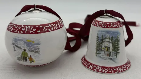 Christbaumkugel und Glocke aus Porzellan - Bild 1