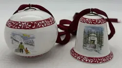Christbaumkugel und Glocke aus Porzellan - Bild 1