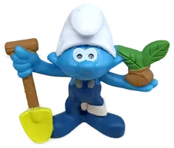 Schleich Peyo Schlümpfe - Bauernhof Schlumpf mit Schaufel und Pflanze - Bild 1