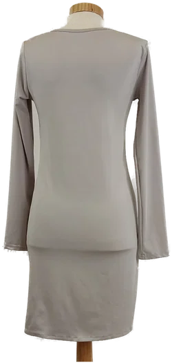 Damen Longshirt Hellgrau mit seitlichen Knöpfen, Gr. M - Bild 2