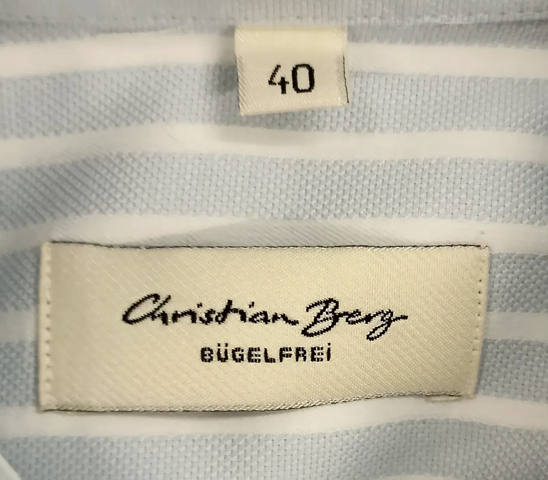 Christian Berg Herrenhemd blau/weiß Gr. 40 – Bild 3