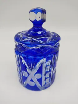 Kristall Zuckerdose in blau - Bild 3