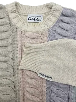 Carlo Colucci Vintage Herren Pullover, grau/beige - Gr. XXL - Made in Germany - Bild 4