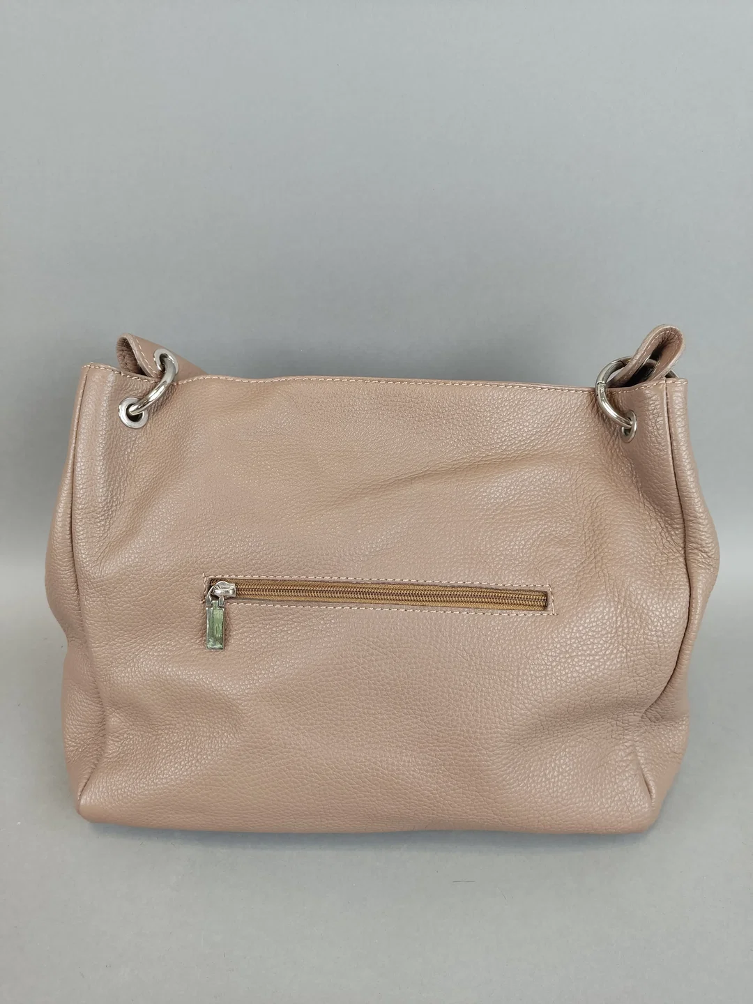 Handtasche aus Leder - taupe – Bild 4