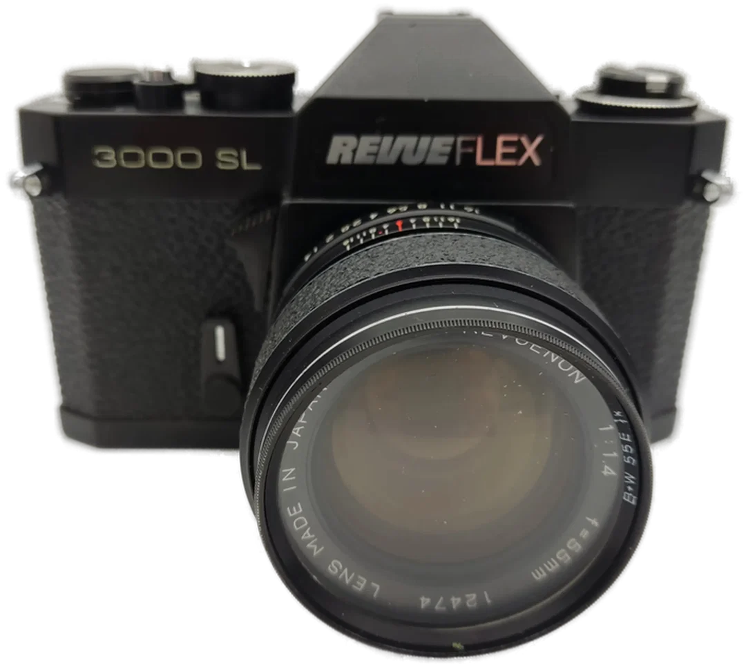 Analoge Spiegelreflexkamera Revueflex 3000 SL, mit 3 Objektiven und Metz-mecablitz 44CT1, sehr gepflegt, Funktion ungeprüft – Bild 2