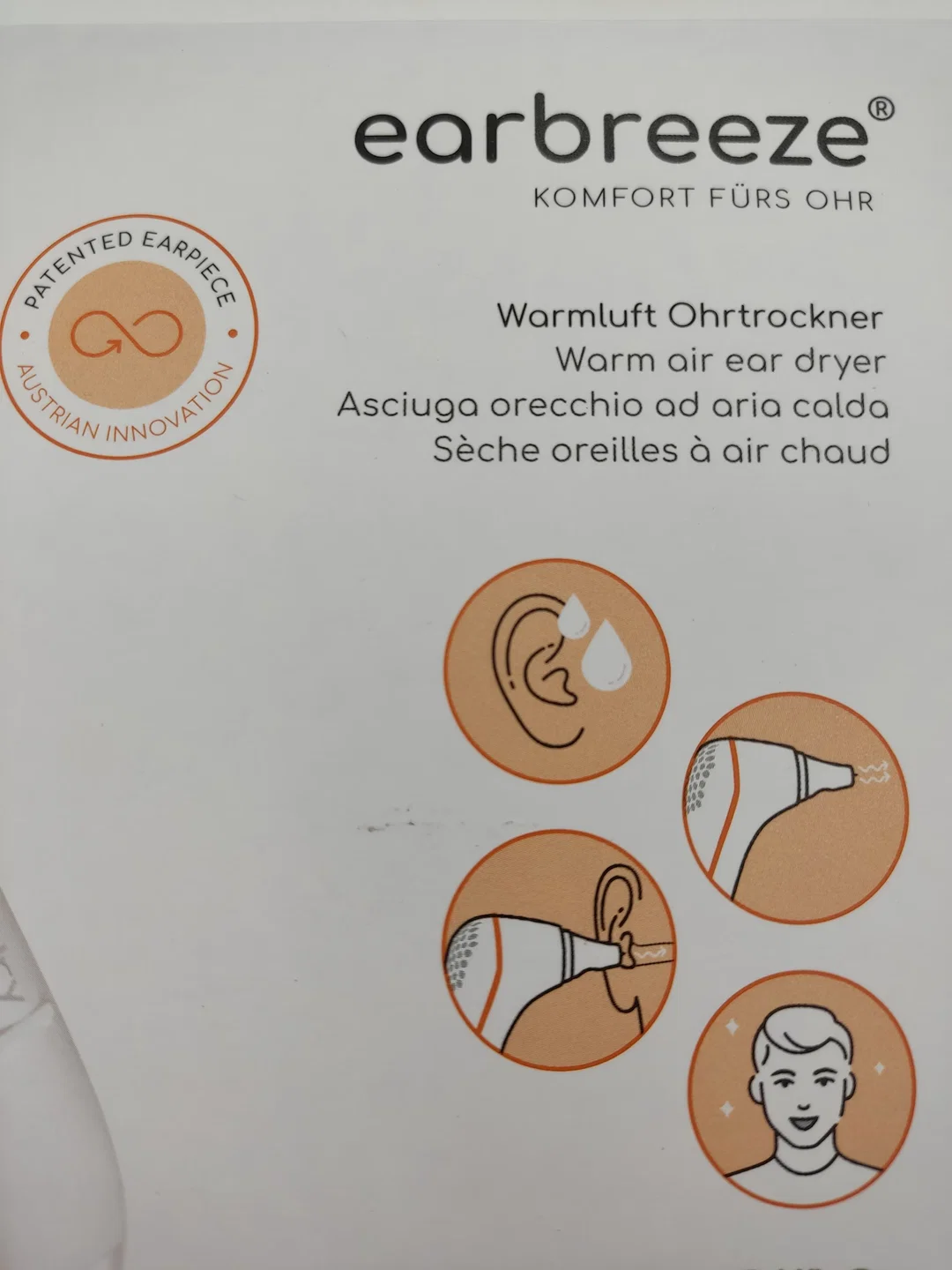 Elektrischer Warmluft-Ohrtrockner earbreeze Pflegehelfer | Neu mit Etikett – Bild 3