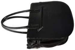 Damenhandtasche schwarz, Lederimitat mit Krokoprägung - Bild 2