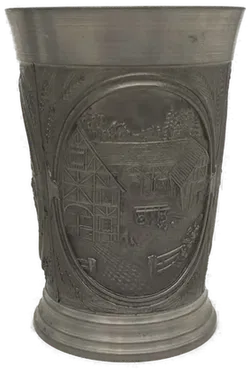 Zinnbecher Set mit Relief, 4 Stück, ca. 9–10 cm - Bild 4