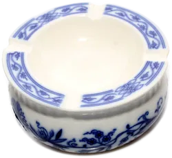 Zwiebelmuster Porzellan Aschenbecher – Made in Czechoslovakia, Blau-Weiß Dekor - Bild 1