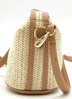 Strohumhängetasche Damen beige  - Bild 4