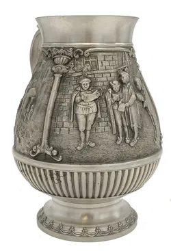 Zinnkrug mit Spitzweg-Motiv 95 % Zinn, Made in Austria - Klassische Zinnkanne mit Deckel  95 % Zinn, handwerkliche Qualität aus Österreich - Bild 3