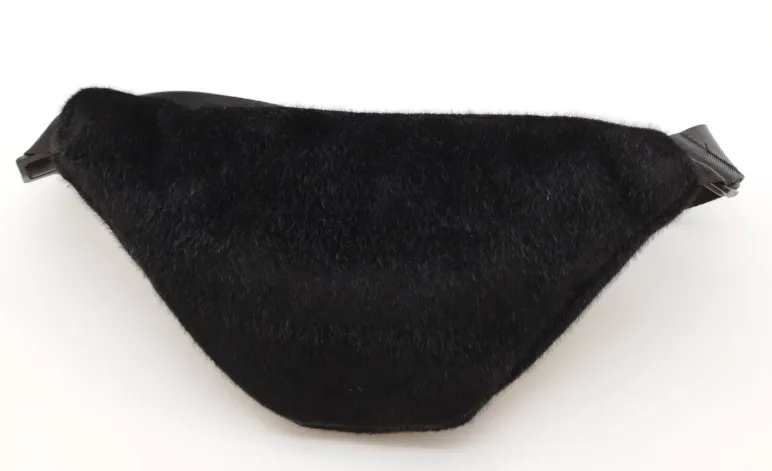 Bauchtasche Schwarz Felloptik mit Strass | Einmaliges Unikat – Bild 3
