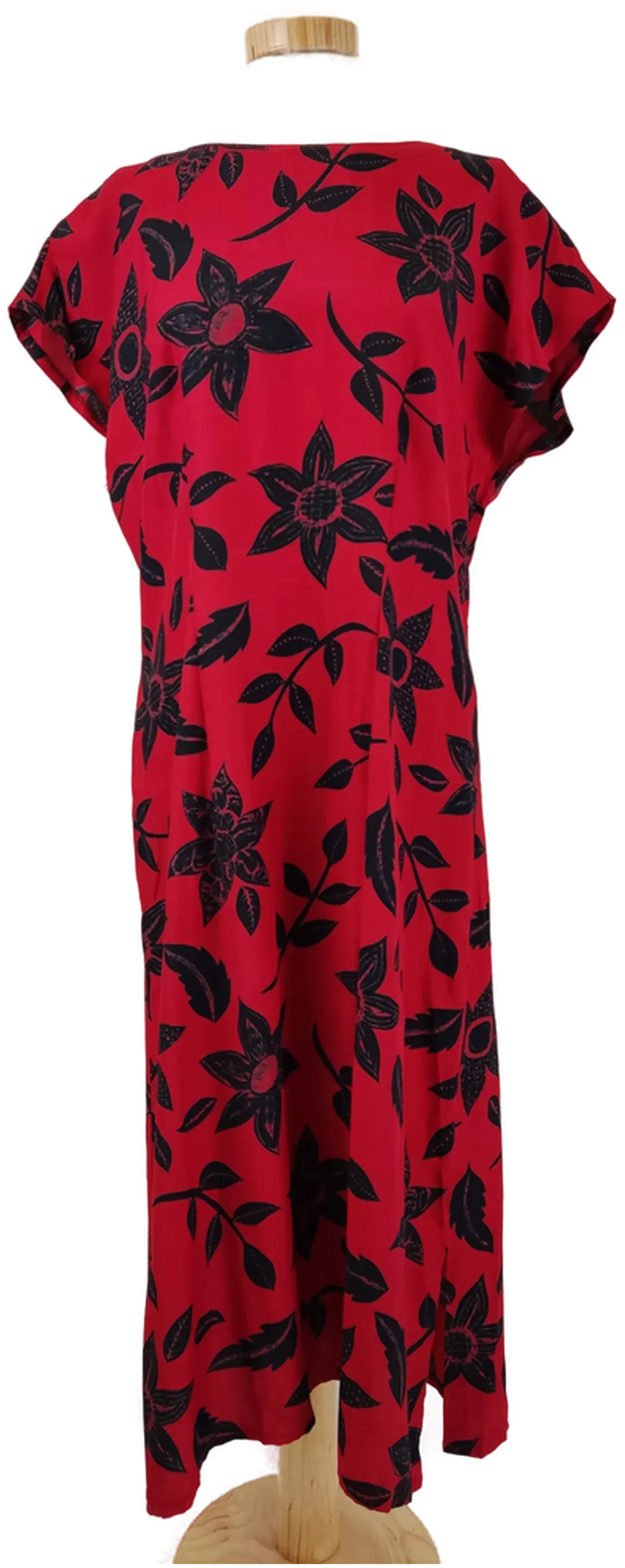 Rotes Damen Kleid mit schwarzem Blumendruck, Gr. L - Bild 1
