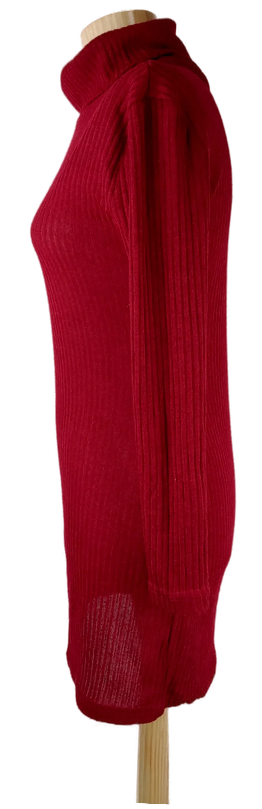 Longpullover "Made in China", langarm mit Rollkragen, weinrot, Größe 36 (geschätzt) – Bild 2