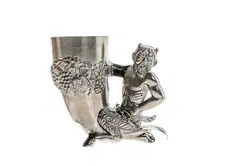 Vintage Trinkhorn, Bacchus Satyr, BMF 94% mit Halskette! - Bild 3