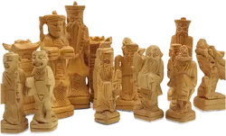 Schachspiel aus Holz mit handgeschnitzten Figuren - Bild 2