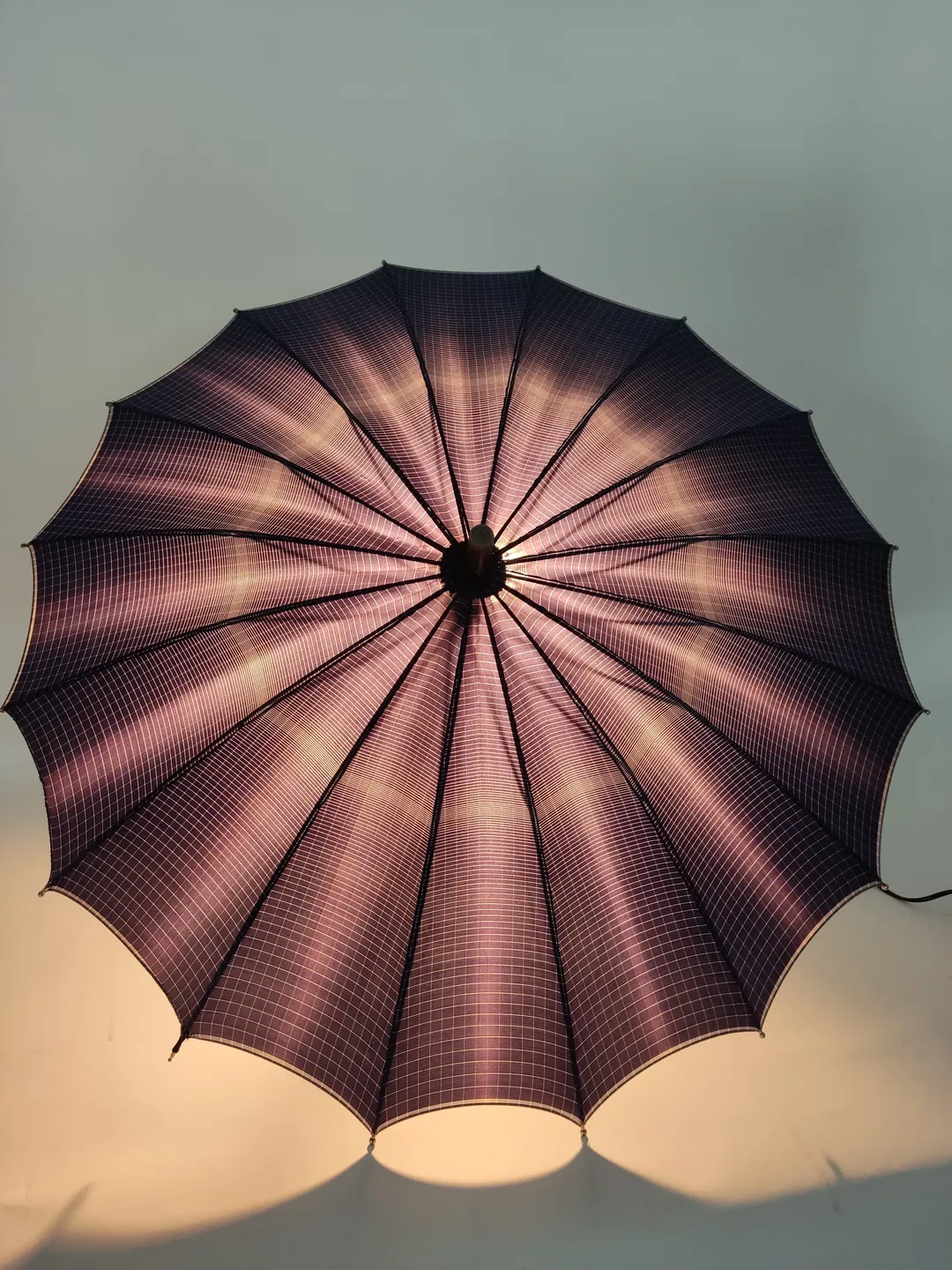 Vintage-Flanierschirm / Sonnenschirm / Damenschirm blau kariert - Bild 4