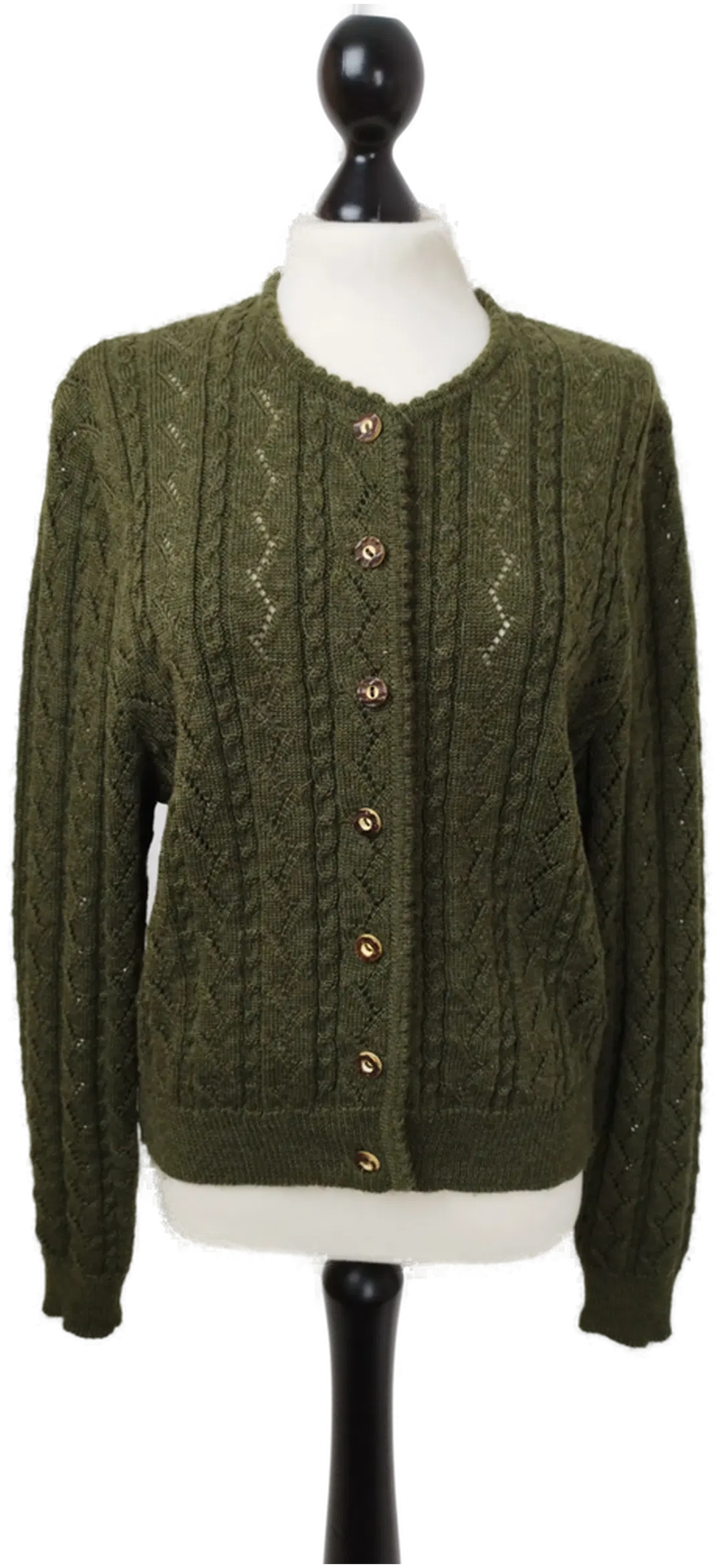Cardigan aus 100% reiner Schurwolle Gr. S/M in olivgrün  - Bild 1