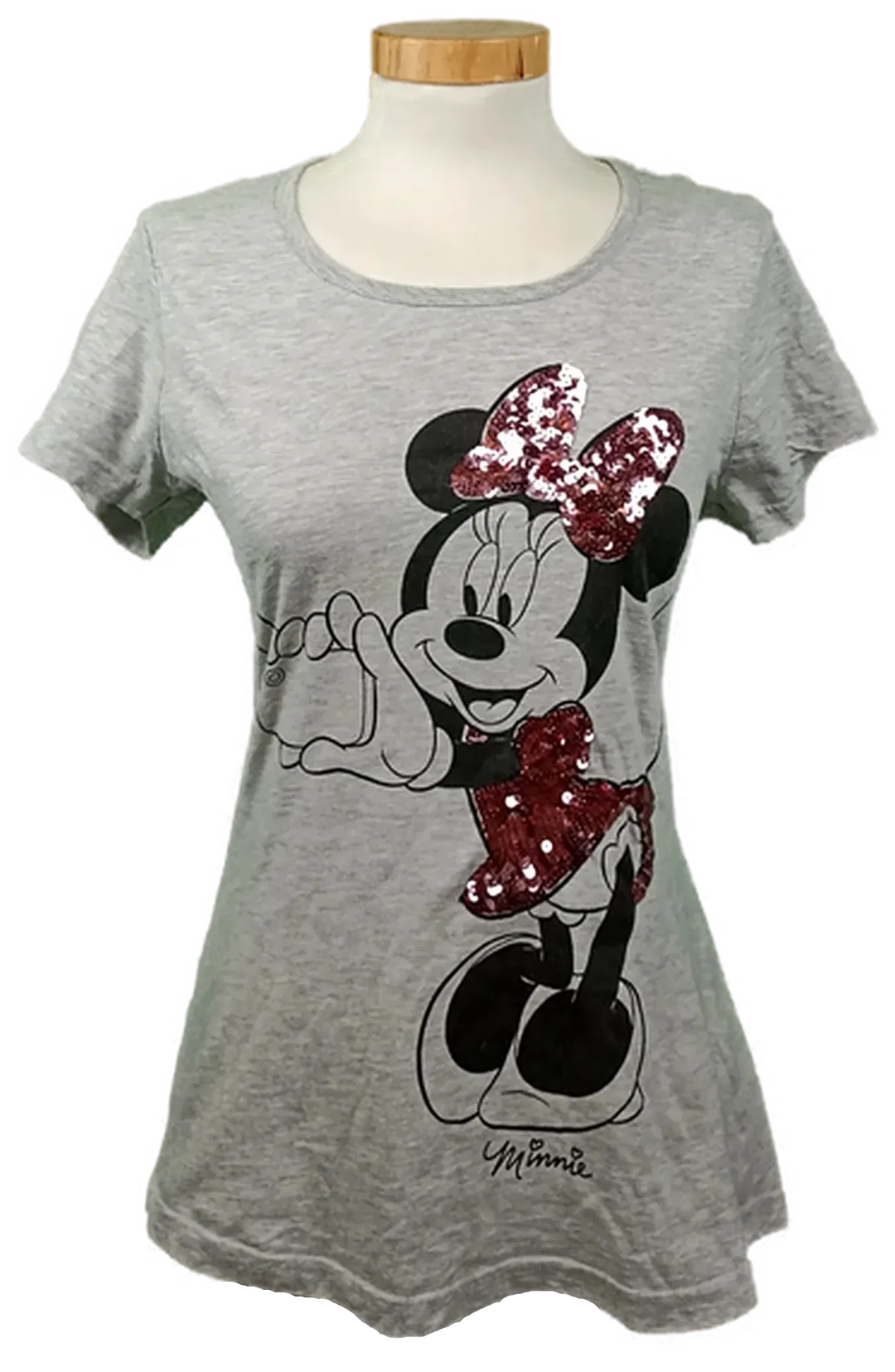 Disney Damen Minnie Maus T-Shirt grau mit Pailletten Gr. L - Bild 1
