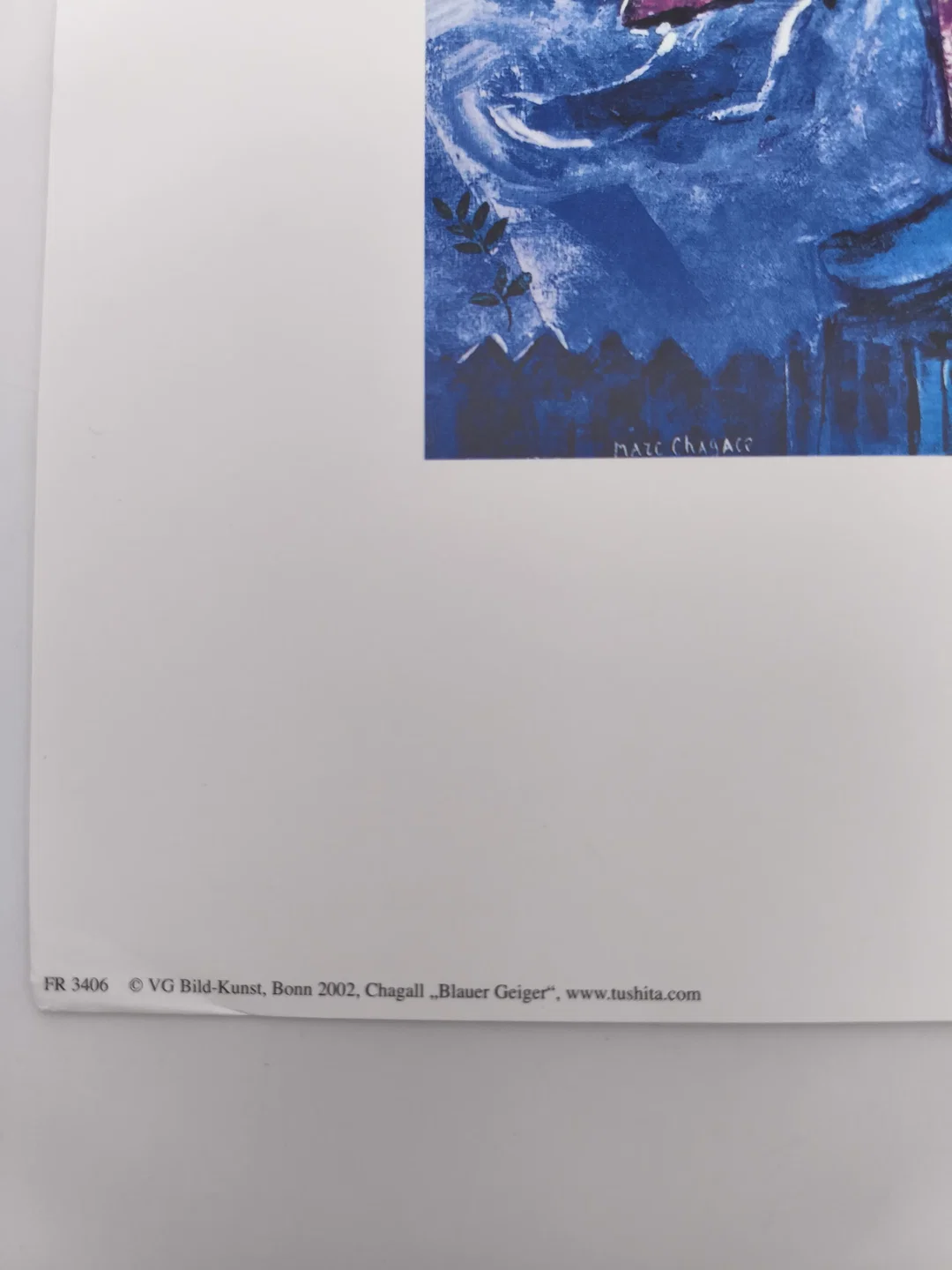 Hochwertiger Kunstdruck (Tushita 2002), "Blauer Geiger" - Marc Chagall – Bild 2