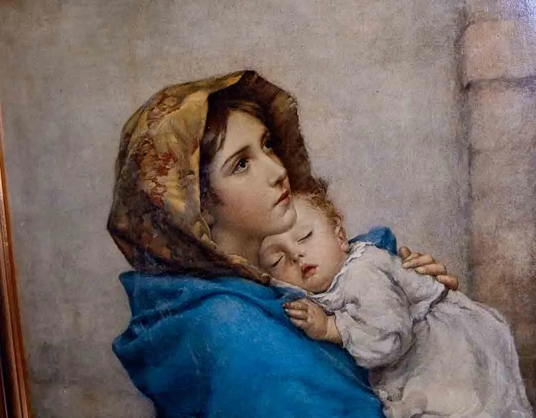 Druck: Roberto Ferruzzi 1891 Mutter mit Kind "Madonna von der Straße" – Bild 2