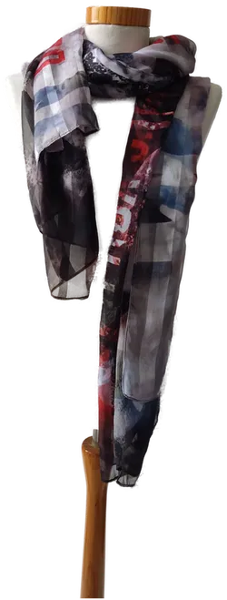 Damen Tuch/Schal, rot und grau - Gr. 80 x 200 cm - Bild 3