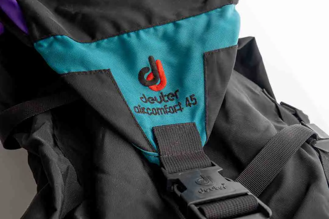 Deuter Aircomfort 45 – Vintage Trekkingrucksack lila/türkis – Bild 2