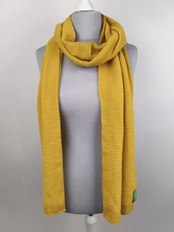 Benetton, Set Haube und Schal, ockergelb, Wolle – Vorschau 4
