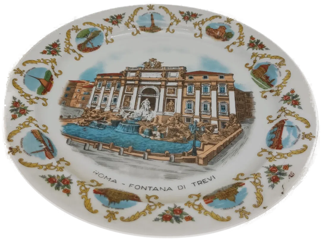 Seltmann Weiden Porzellan Wandteller. Mit dem Trevi-Brunnen in Rom als Motiv. - Bild 1