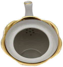 Porzellan-Teekanne mit Blumenmotiv und Gold aus Kiew | Ukrainischer Sammlerstück - Bild 5