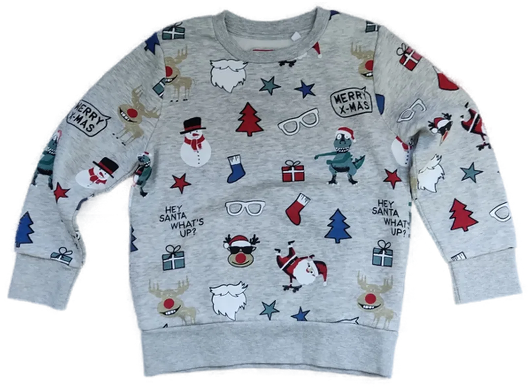 C&A Tough Team Kinder Weihnachtspullover grau gemustert Gr. 122 - Bild 1