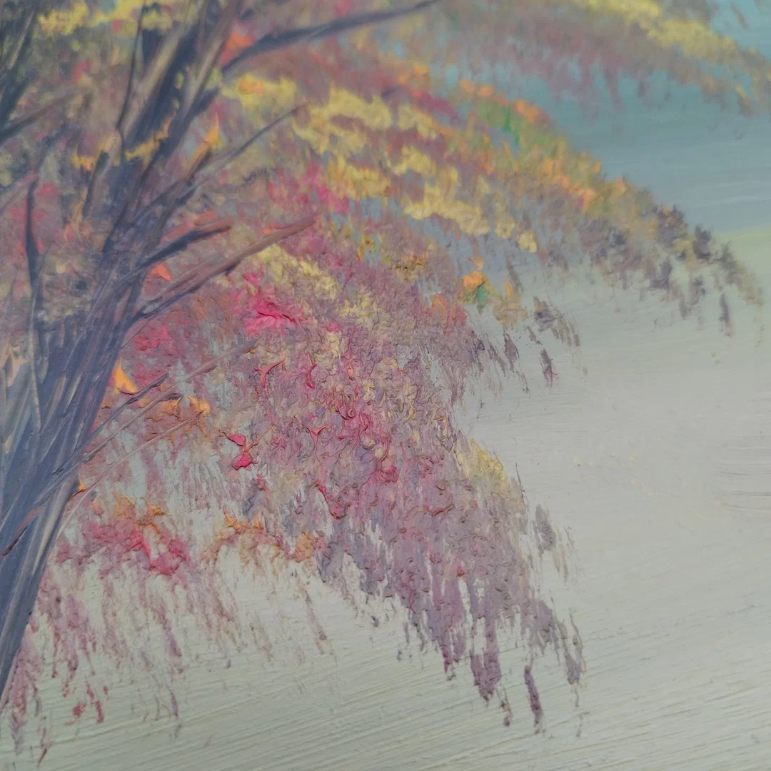Öl-Malerei einer Landschaft - Bob Ross Technik / ohne Bilderrahmen! – Bild 4