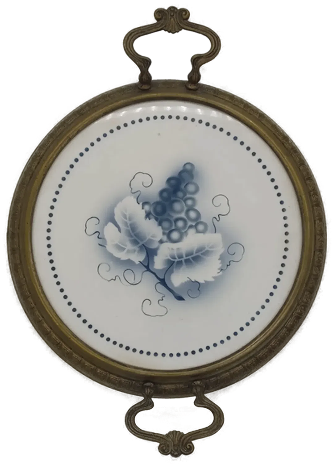 Tablett aus Messing und Porzellan ⌀ 29,5cm - Bild 4