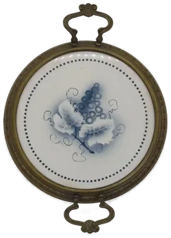 Tablett aus Messing und Porzellan ⌀ 29,5cm - Bild 1