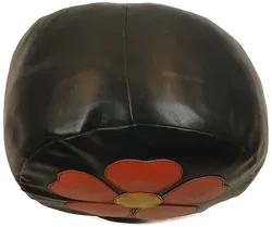 Vintage Kleiner Schwarzer Pouf/Sitzsack mit Blumenmotiv - Bild 4