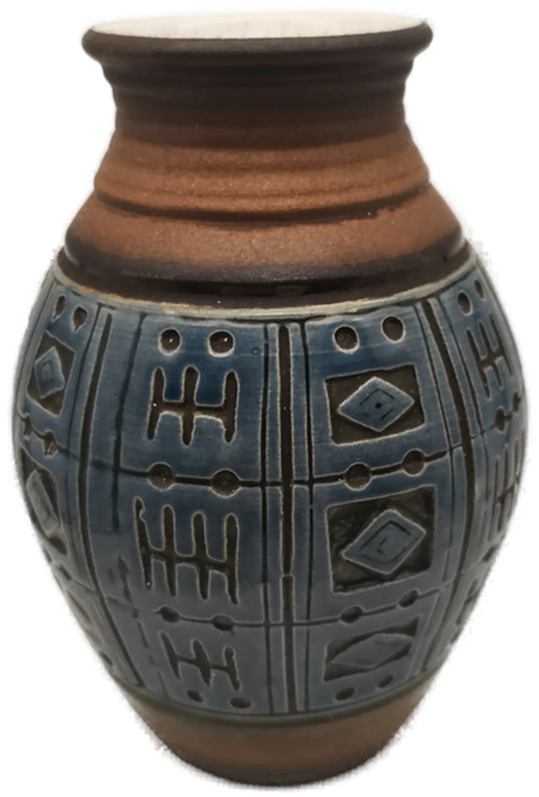 Vase vintage, braun/blau, Midcentury - Bild 1