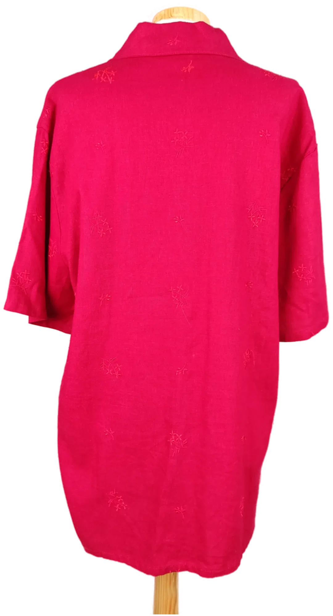 Damen Leinenmix Kurzarm-Hemd rot - XXL/44 – Bild 3