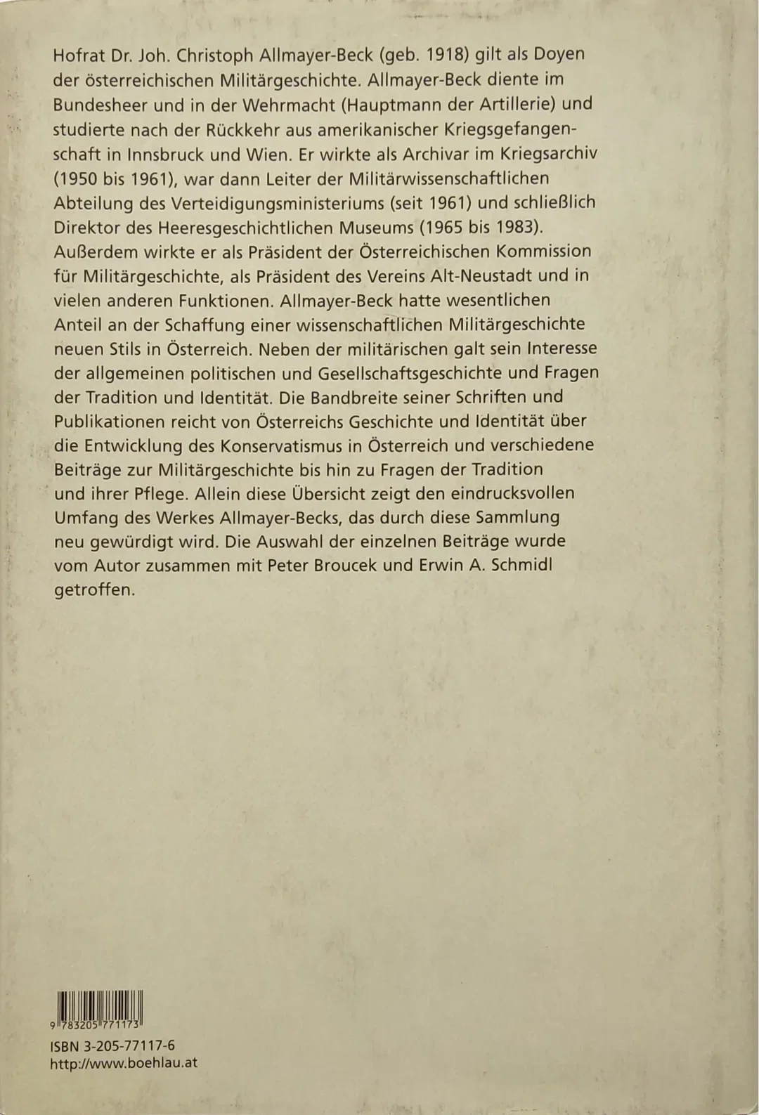 Militär, Geschichte und politische Bildung - Johann Christoph Allmayer-Beck – Bild 2