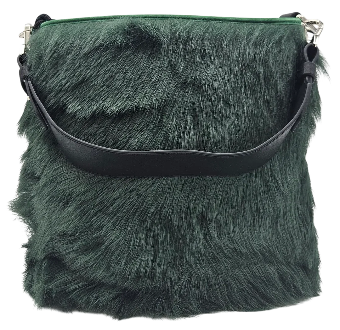 Max V. Koenig Damen Handtasche, grün - plüsch - Höhe ca. 27 cm  – Bild 2