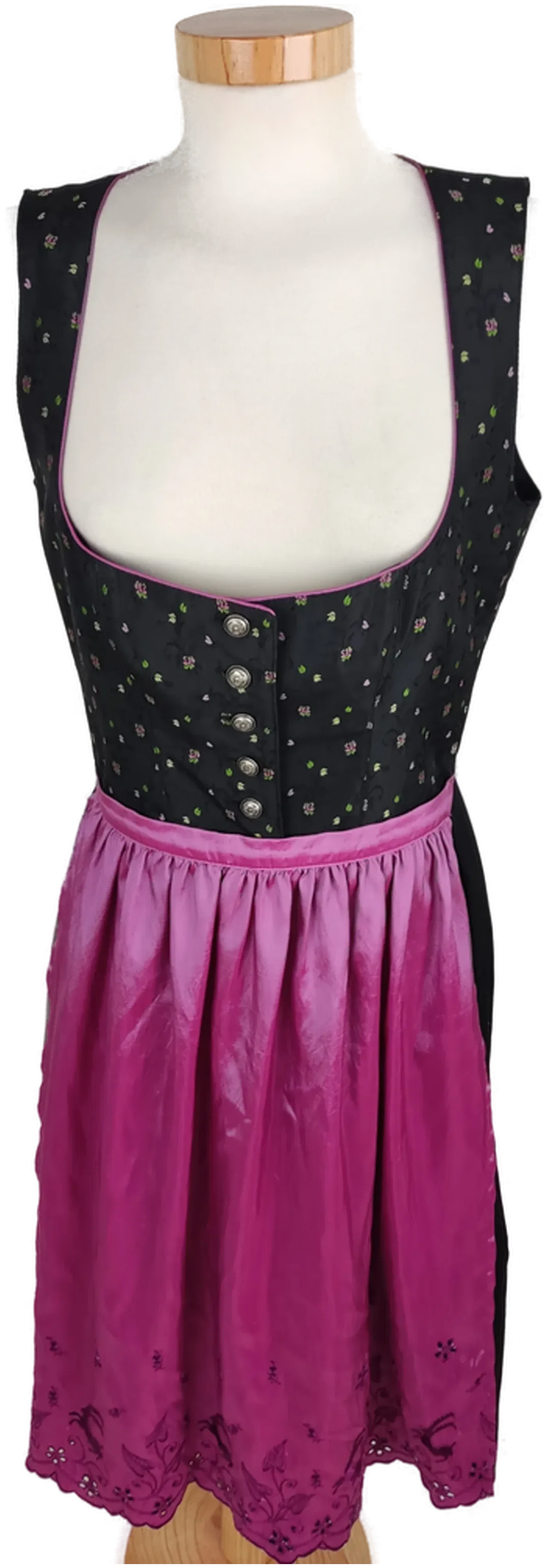 Dirnd "Landhaus Tracht", schwarz/grün/rosa mit Stickerei, Größe 40 – Bild 1