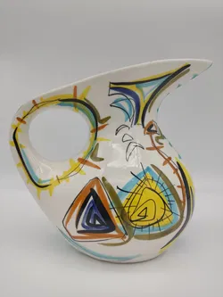 Italienische Mid-Century Keramik Wasserkrug von Sam Repubblica di San Marino, Handbemalt - Bild 2