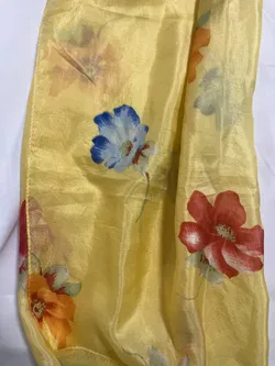 Seidenschal Damen gelb geblümt 70 x 65 cm - Bild 3