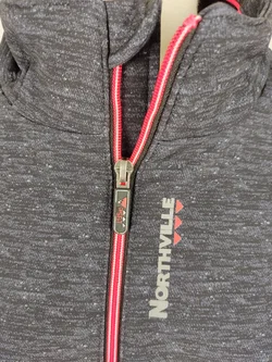 Sportjacke "Northville" langarm mit Zipp,, schwarz meliert mit Aufdruck, Größe 158 – Vorschau 2