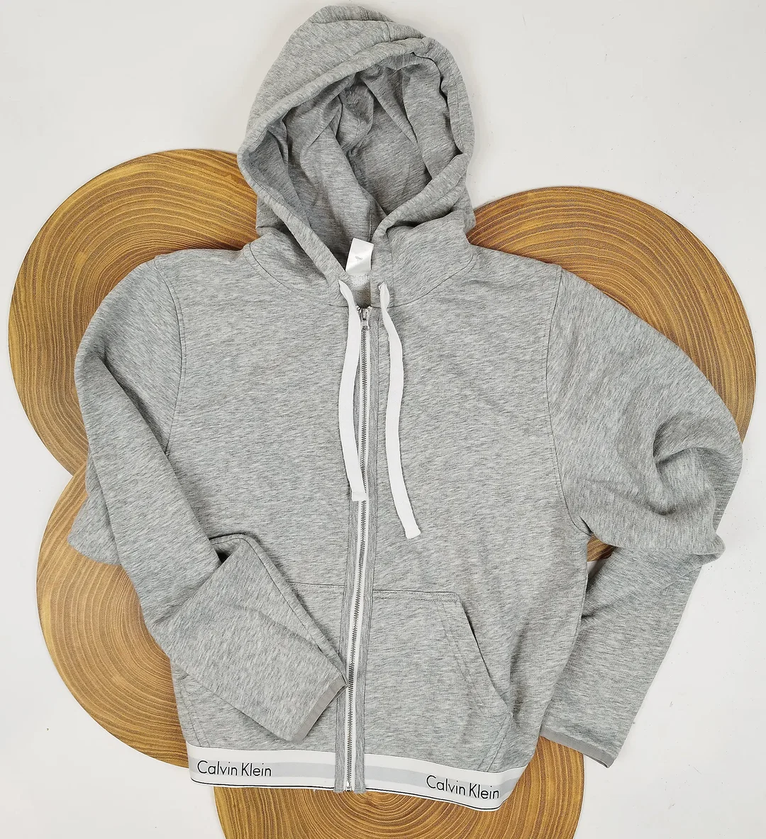 Calvin Klein, Kapuzen Sweatjacke, grau, Gr. L  – Bild 1