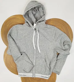 Calvin Klein, Kapuzen Sweatjacke, grau, Gr. L  – Vorschau 1